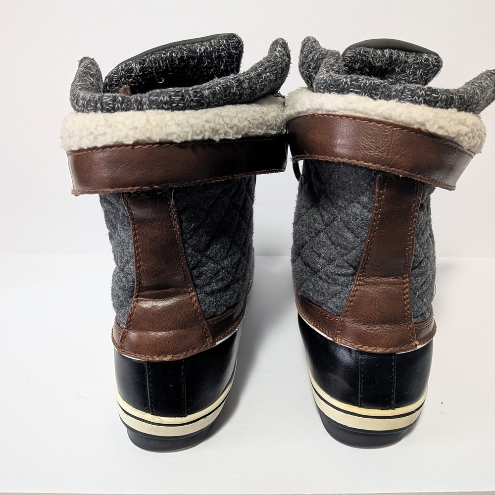 Women's Black and Brown Winter Duck Boots - Picture 2 of 5